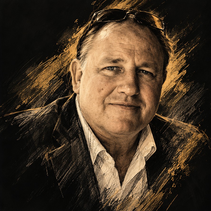 Illustrated portrait of Paul Munn