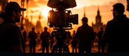 Film crew working on location